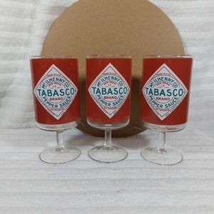 Tabasco Pepper Sauce McIlhenny Co. USA Pedestal Bloody Mary Glasses 3 pc Set